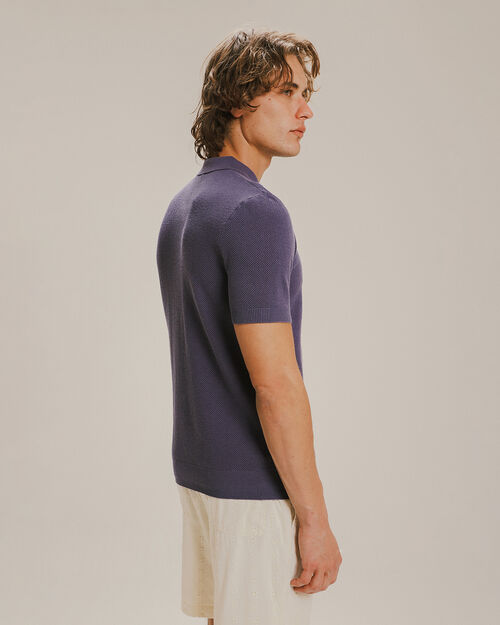 Polo Azul Slim Textura